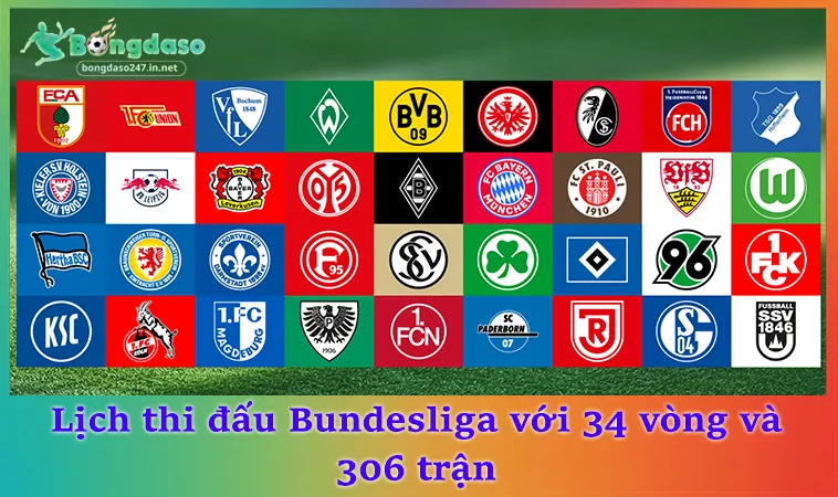 Lịch thi đấu Bundesliga với 34 vòng và 306 trận