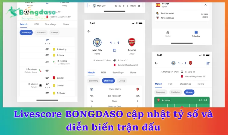 Livescore BONGDASO cập nhật tỷ số và diễn biến trận đấu