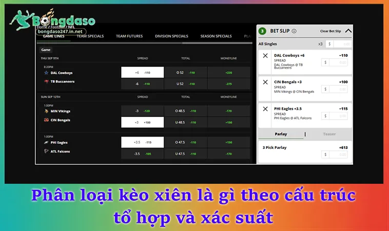 Phân loại kèo xiên là gì theo cấu trúc tổ hợp và xác suất