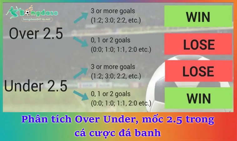 Phân tích Over Under, mốc 2.5 trong cá cược đá banh
