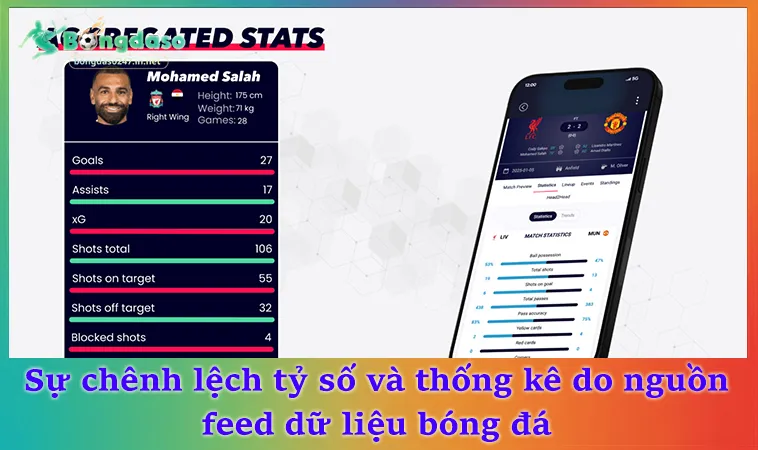 Sự chênh lệch tỷ số và thống kê do nguồn feed dữ liệu bóng đá