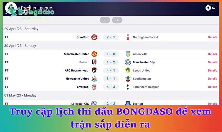 Truy cập lịch thi đấu BONGDASO để xem trận sắp diễn ra