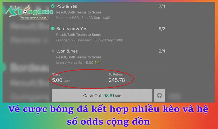 Vé cược bóng đá kết hợp nhiều kèo và hệ số odds cộng dồn